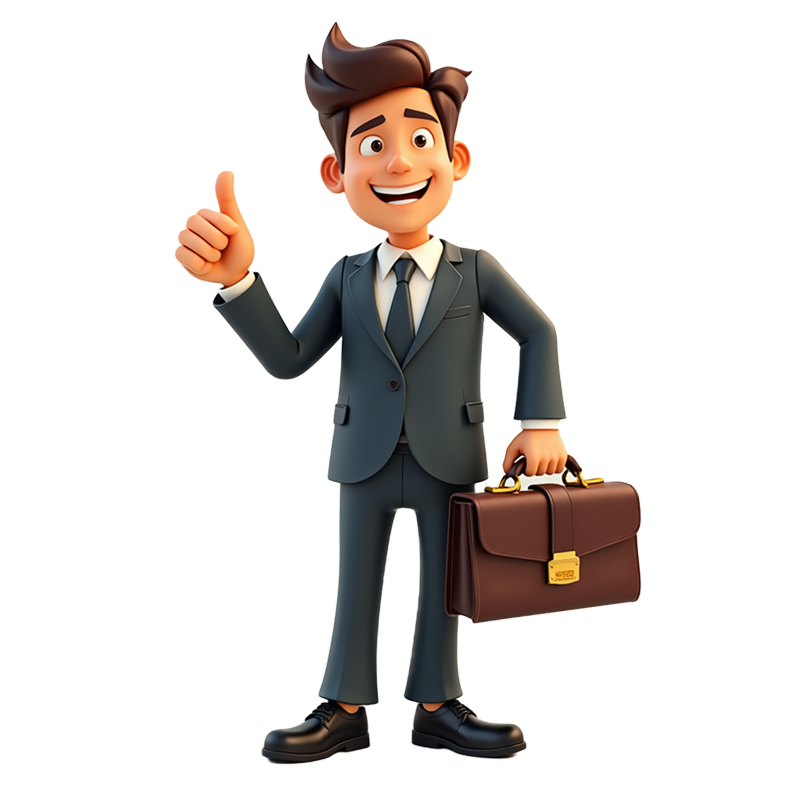 Uśmiechnięty mężczyzna w garniturze z teczką, symbolizujący profesjonalizm i sukces w biznesie, przedstawia Gen-Z Agency jako agencję marketingową z wynikami.