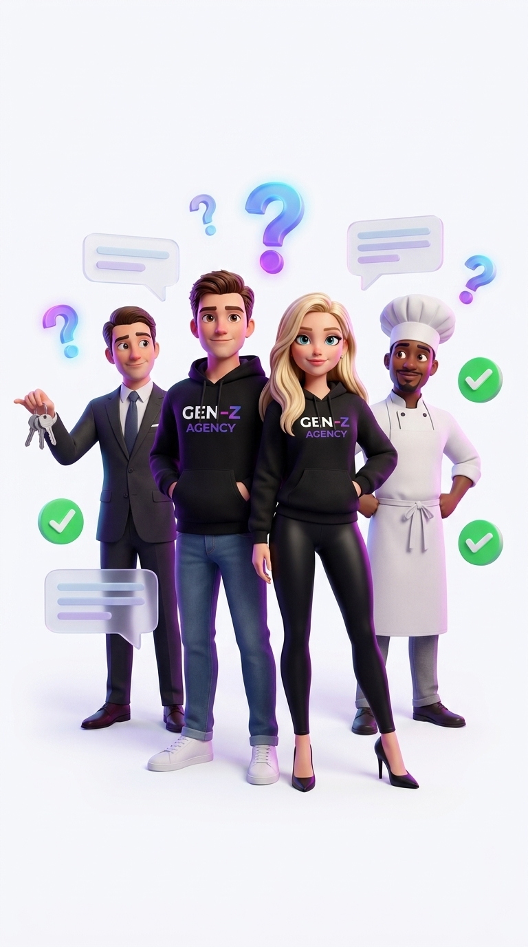 Marketing experts answering FAQ